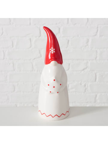 Boltze 2-delige set: decoratieve figuren "Bertilo" wit/rood - (H)17 cm