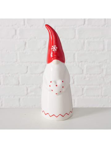 Boltze 2-delige set: decoratieve figuren "Bertilo" wit/rood - (H)17 cm