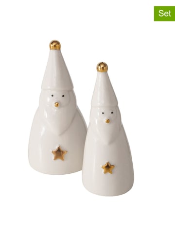 Boltze 2-delige set: decoratieve figuren "Jelki" wit - (H)12,5 cm