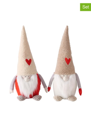 Boltze 2er-Set: Dekofiguren "Pelly" in Beige/ Rot/ Weiß - (H)41 cm
