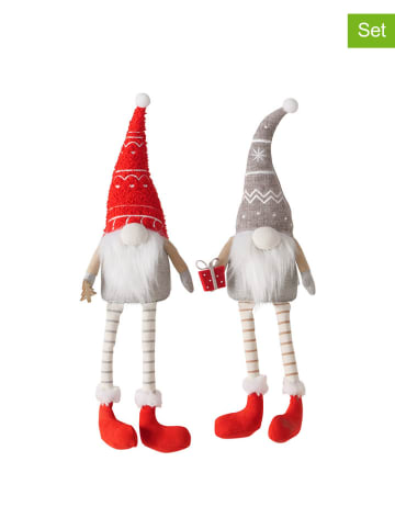 Boltze 2-delige set: randkrukken "Kabouters" rood/grijs - (H)27,5 cm