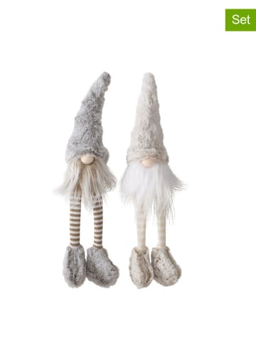 Boltze 2er-Set: Kantenhocker "Smorre" in Grau/ Creme - (H)41 cm