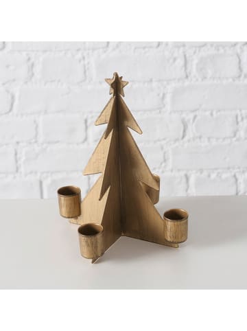 Boltze Kaarshouder "Firlo" goudkleurig - (H)17,5 x Ø 14,5 cm