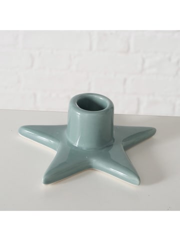 Boltze 3-delige set: kaarshouders "Odessia" blauw/zwart/grijs - (H)4,5 x Ø 11,5 cm