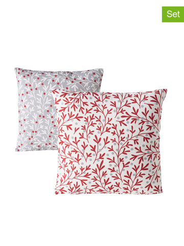 Boltze 2-delige set: kussens "Clara" grijs/rood - (L)45 x (B)45 cm