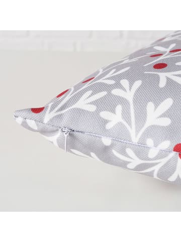 Boltze 2-delige set: kussens "Clara" grijs/rood - (L)45 x (B)45 cm