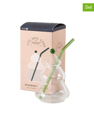 Boltze 3tlg. Set: Partyglas "Peter" in Transparent/ Grün - 330 ml