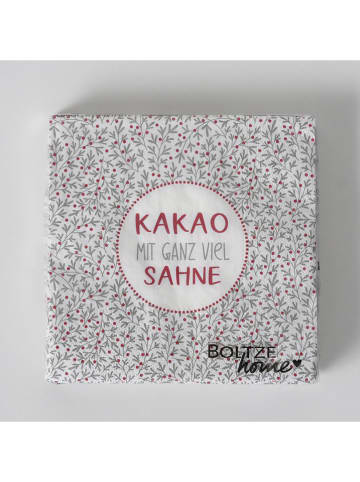 Boltze 2er-Set: Servietten "Clara," in Rot/ Grau - 2x 20 Stück