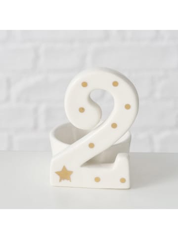 Boltze 4-delige set: theelichthouders "Numero" wit - (H)8,5 x Ø 7 cm