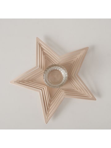 Boltze 2-delige set: theelichthouders "Storla" beige/grijs - Ø 21,5 cm