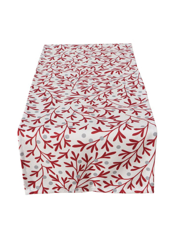 Boltze 2-delige set: tafellopers "Clara" grijs/rood - (L)140 x (B)40 cm