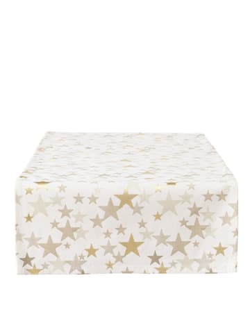 Boltze Tischläufer "Sparkly" in Weiß/ Gold - (L)140 x (B)40 cm