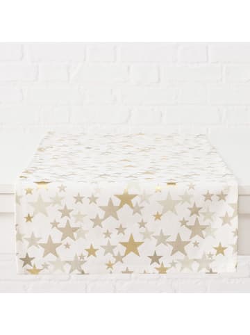 Boltze Tafelloper "Sparkly" wit/goudkleurig - (L)140 x (B)40 cm