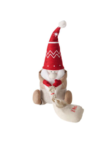 Boltze Türstopper "Wichtel" in Rot/ Beige - (H)40 x Ø 15 cm