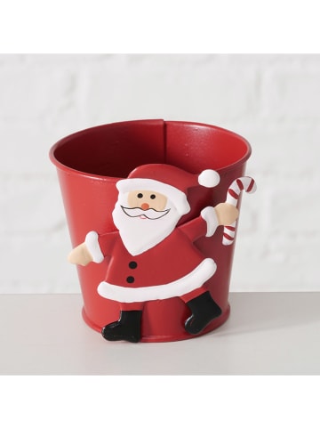 Boltze 2-delige set: overpotten "Jonte" rood/grijs - (H)8 x Ø 8 cm