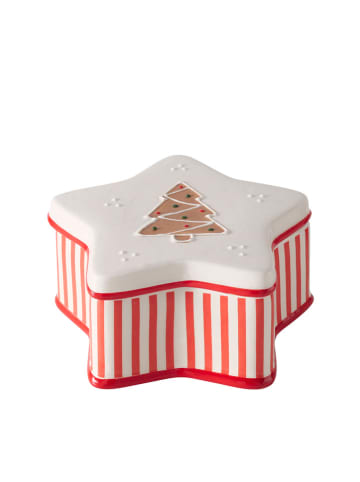 Boltze Voorraaddoos "Ginger" rood/wit - (H)8,5 x Ø 17 cm
