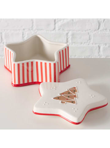 Boltze Voorraaddoos "Ginger" rood/wit - (H)8,5 x Ø 17 cm