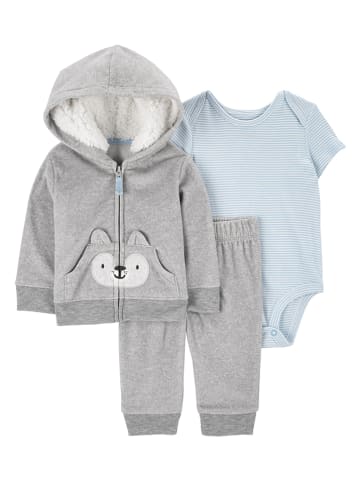 carter's 3-delige outfit grijs/lichtblauw