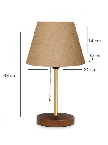 Opviq Lampa stołowa w kolorze kremowo-brązowym - wys. 38 x Ø 22 cm