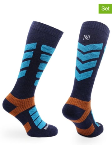 Norfolk Skarpety narciarskie (3 pary) w kolorze czarno-błękitno-czerwonym