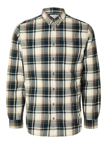 SELECTED HOMME Hemd - Slim fit - in Creme/ Dunkelblau