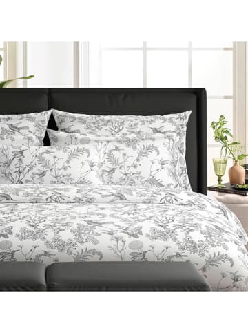 Cacharel textiles Satin-Bettwäsche-Set "Jardin" in Weiß/.Hellgrau
