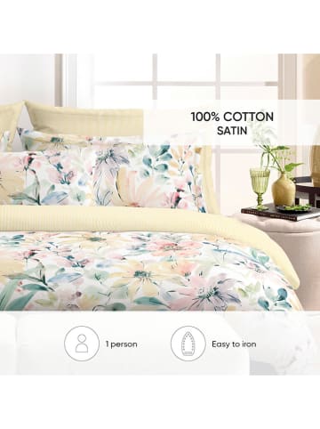 Cacharel textiles Satijnen beddengoedset "Douceur florale" geel/wit/meerkleurig