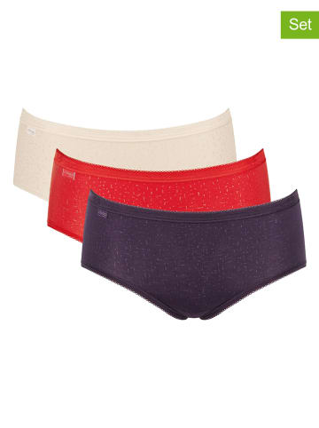 Sloggi 3er-Set: Pantys in Creme/ Rot/ Dunkelblau