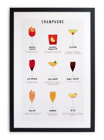 Madre Selva Gerahmter Kunstdruck "Champagne" - (B)30 x (H)40 cm