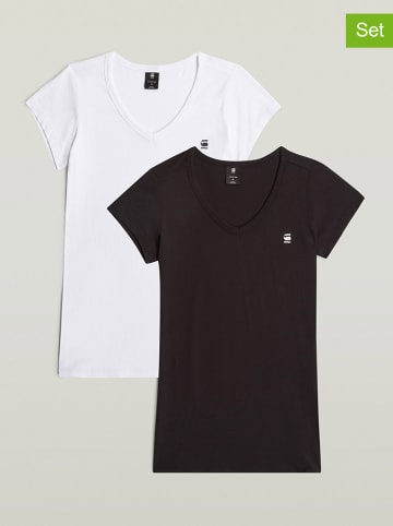 G-Star 2er-Set: Shirts in Schwarz/ Weiß
