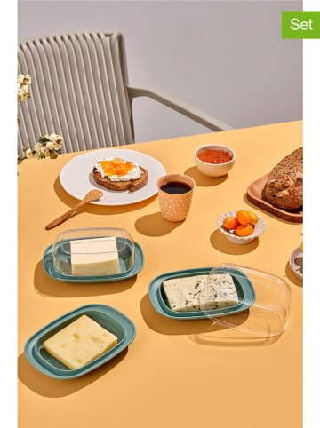 Violeta Home 3er-Set: Butterdosen in Grün - (B)10 x (H)14 x (T)20 cm