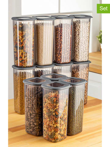 Violeta Home 12er-Set: Vorratsbehälter in Grau - (B)10 x (H)24,5 x (T)10 cm
