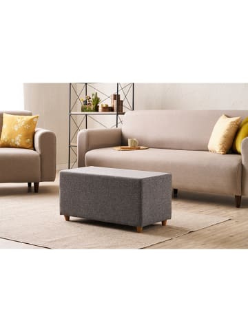 HanahHome Pouf "Urla" in Anthrazit - (B)80 x (H)40 x (T)40 cm