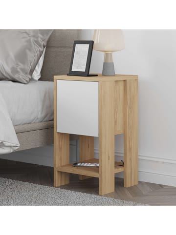 Scandinavia Concept Nachtkastje "Ema" wit/beige - (B)30 x (H)55 x (D)27 cm