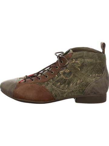 Think! Leder-Ankle-Boots in Khaki/ Hellbraun