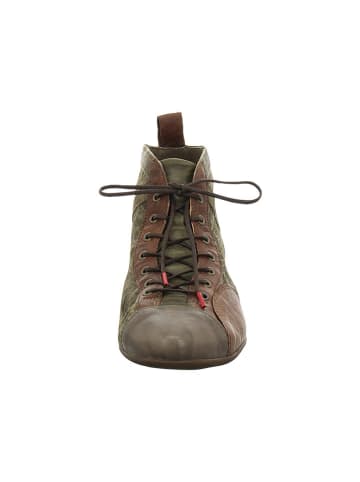 Think! Leder-Ankle-Boots in Khaki/ Hellbraun