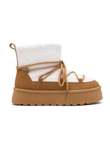 Foreverfolie Winterboots lichtbruin/wit