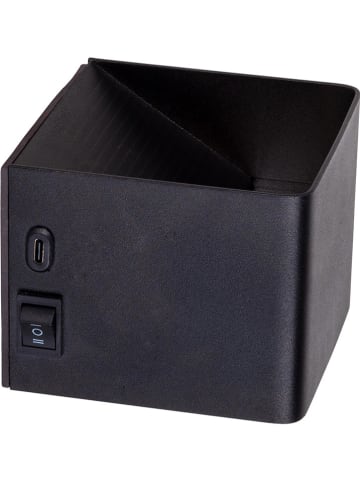 näve Ledwandlamp op accu "Cube" zwart - (B)10 x (H)8 x (D)10 cm