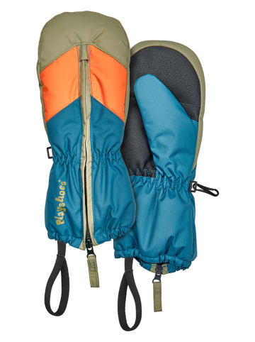 Playshoes Funktionsfäustlinge in Blau/ Orange/ Khaki