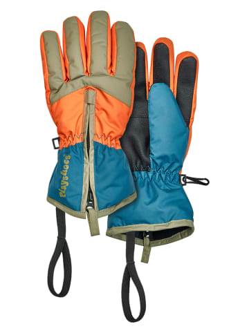 Playshoes Fingerhandschuhe in Blau/ Orange/ Khaki