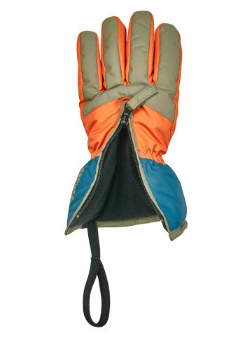 Playshoes Fingerhandschuhe in Blau/ Orange/ Khaki