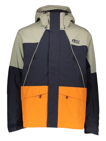 PICTURE Ski-/ Snowboardjacke "Kenko" in Khaki/ Dunkelblau/ Orange