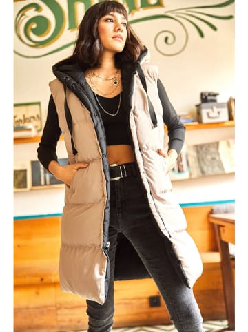 Olalook Wende-Longweste in Schwarz/ Beige
