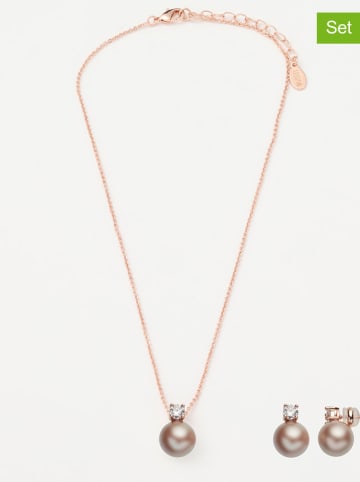 U.S. Polo Assn. 2tlg. Schmuckset: Rosévergold. Halskette und Ohrstecker