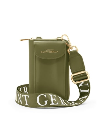 ATELIERS SAINT GERMAIN Leren smartphonetas kaki - (B)15 x (H)8 x (D)2 cm