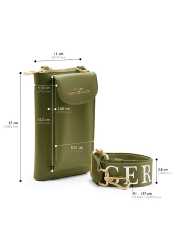ATELIERS SAINT GERMAIN Leren smartphonetas kaki - (B)15 x (H)8 x (D)2 cm