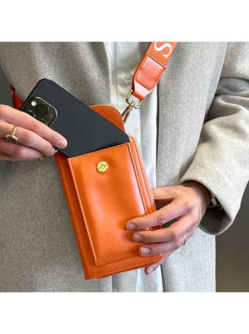 ATELIERS SAINT GERMAIN Leren smartphonetas oranje - (B)15 x (H)8 x (D)2 cm