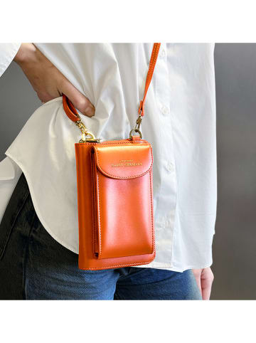 ATELIERS SAINT GERMAIN Leren smartphonetas oranje - (B)15 x (H)8 x (D)2 cm