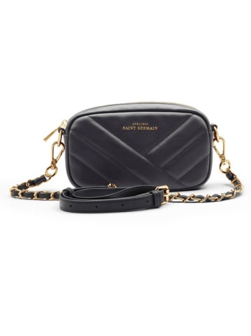 ATELIERS SAINT GERMAIN Leder-Umhängetasche in Schwarz - (B)19 x (H)11 x (T)4 cm