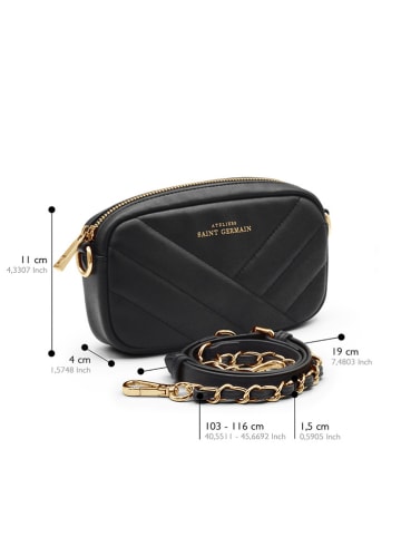 ATELIERS SAINT GERMAIN Leder-Umhängetasche in Schwarz - (B)19 x (H)11 x (T)4 cm